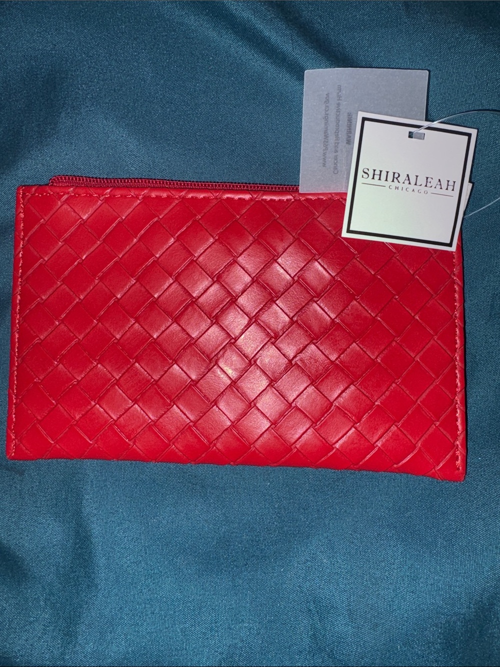 Shiraleah Red Woven Zip Pouch Clutch
